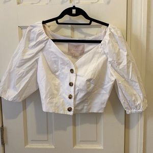 Gal meets glam white crop top with button detail